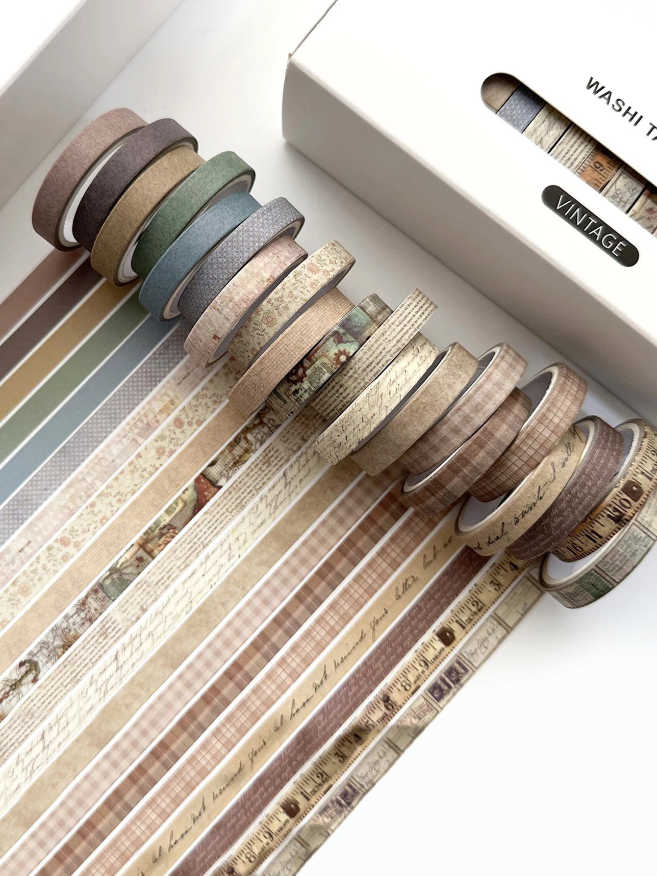 Retro Floral Thin Washi Tape Set (20 Rolls)
