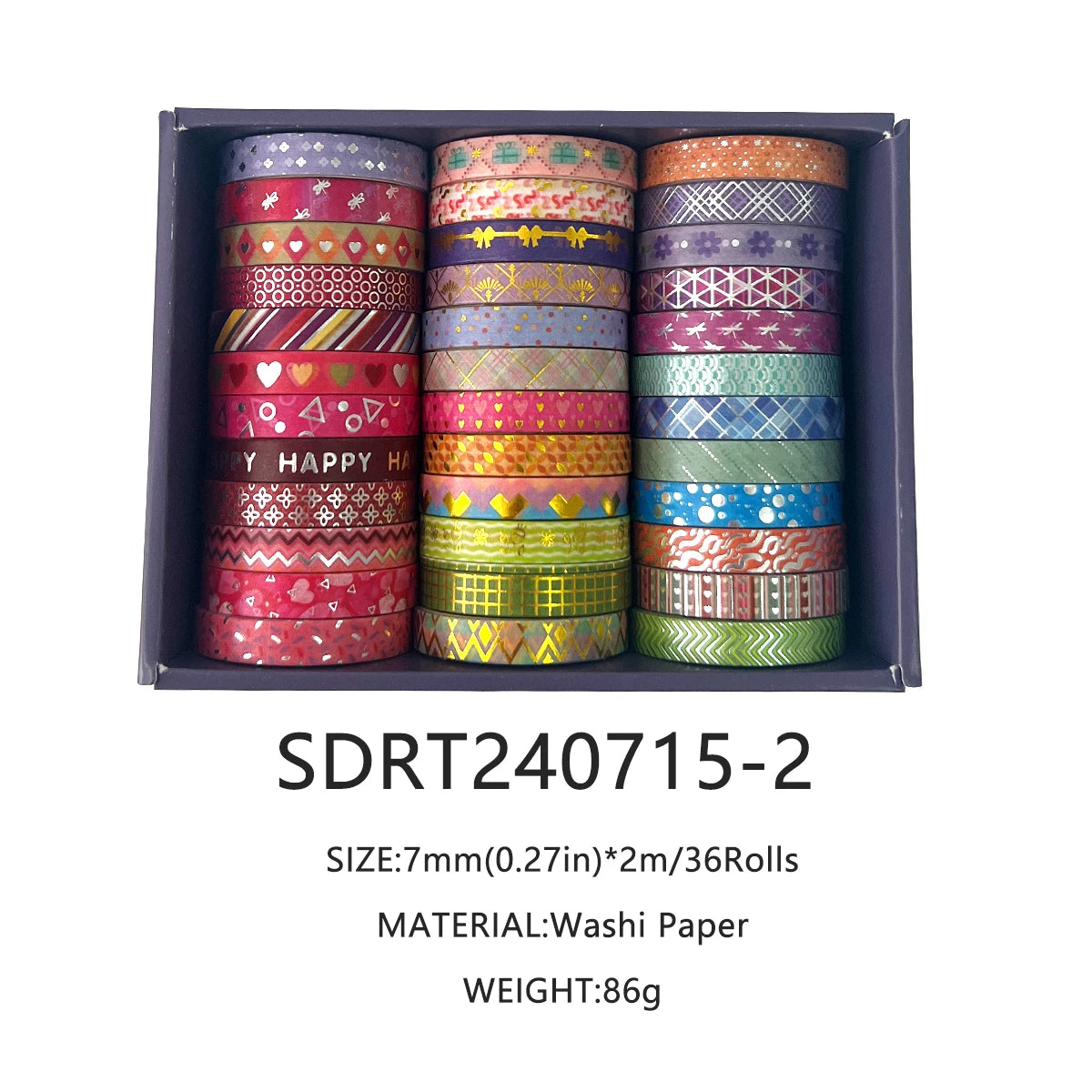 Gold Foil Slim Washi Tape Set (36 Rolls)