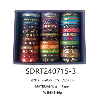 Gold Foil Slim Washi Tape Set (36 Rolls)