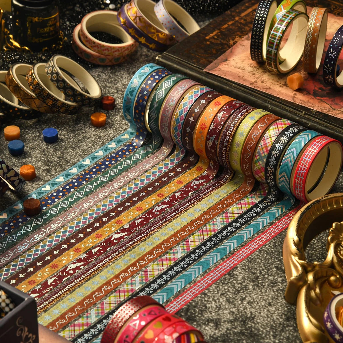 Gold Foil Slim Washi Tape Set (36 Rolls)