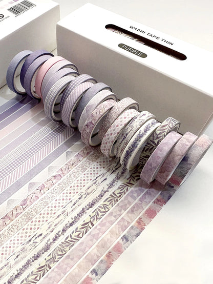 Retro Floral Thin Washi Tape Set (20 Rolls)