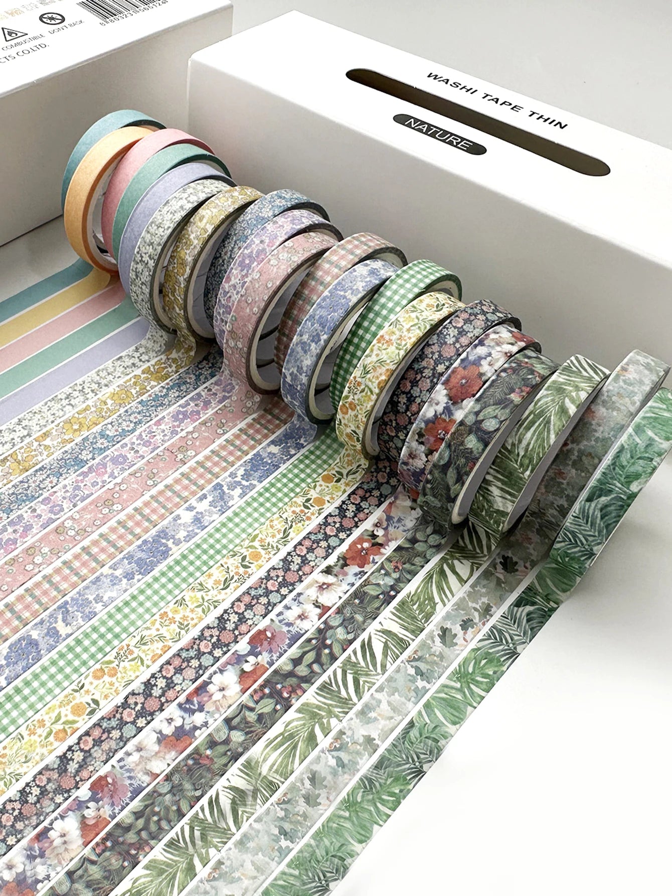 Retro Floral Thin Washi Tape Set (20 Rolls)