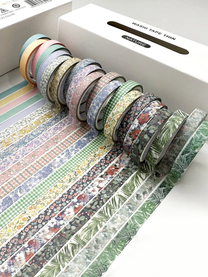 Retro Floral Thin Washi Tape Set (20 Rolls)