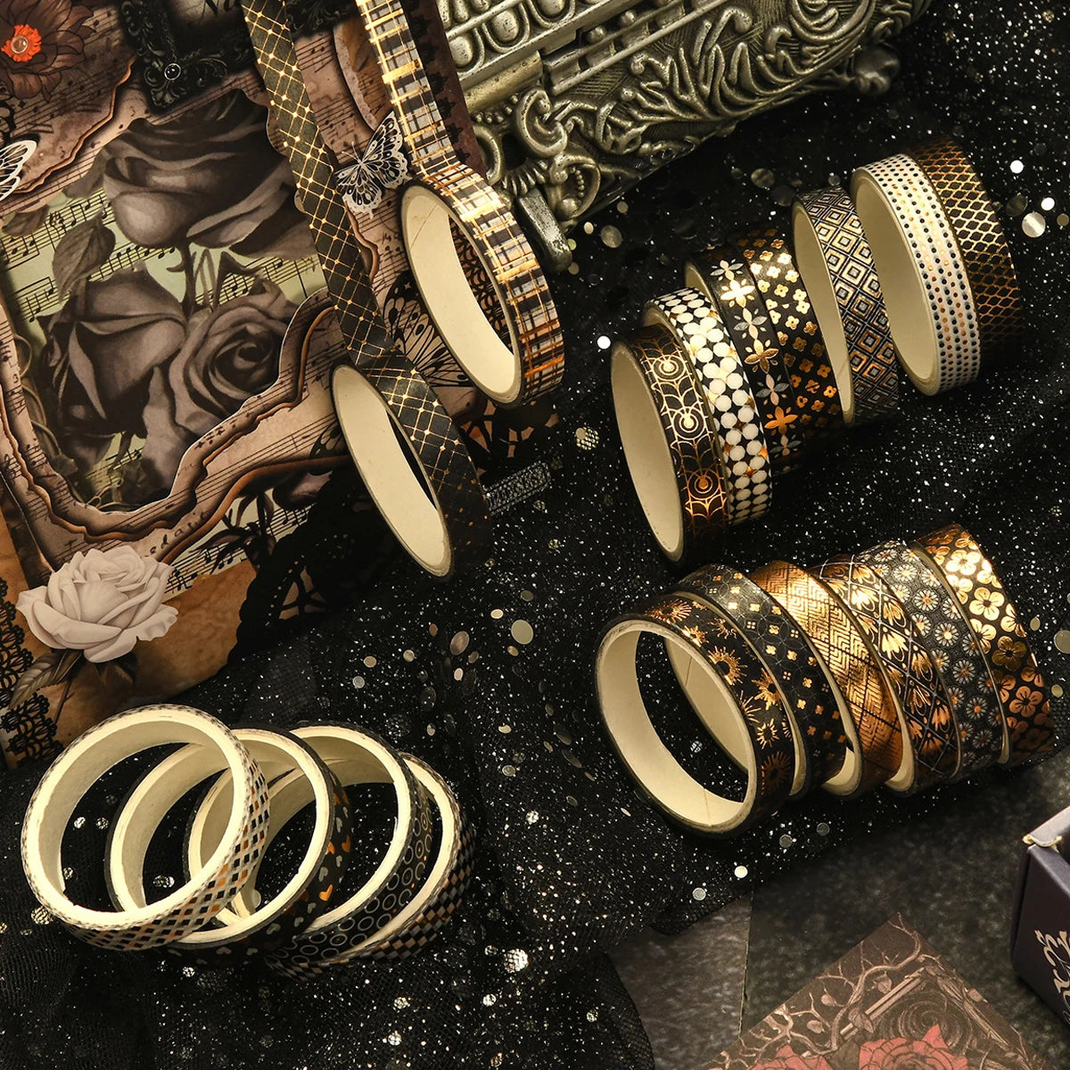 Gold Foil Slim Washi Tape Set (36 Rolls)