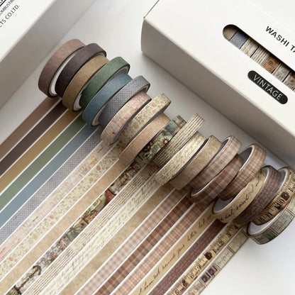 Vintage Washi Tape Set (8–20 Rolls)