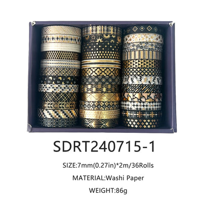 Gold Foil Slim Washi Tape Set (36 Rolls)