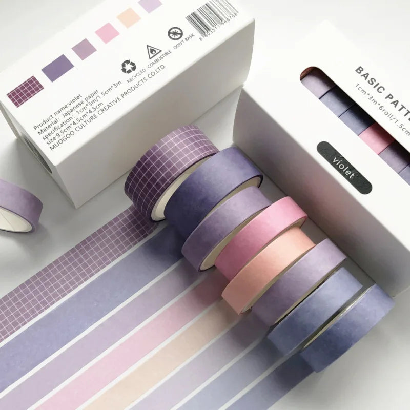 Solid Color Washi Tape Set (8-Pack)