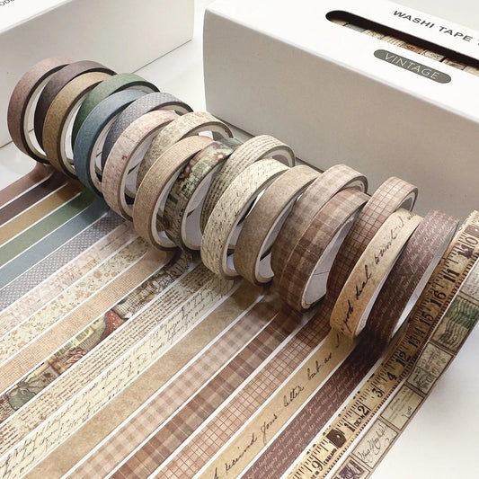 Vintage Washi Tape Set (8–20 Rolls)